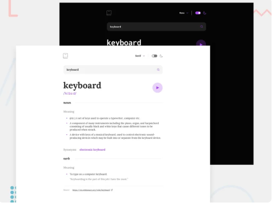 Screenshot of Dictionary Web App