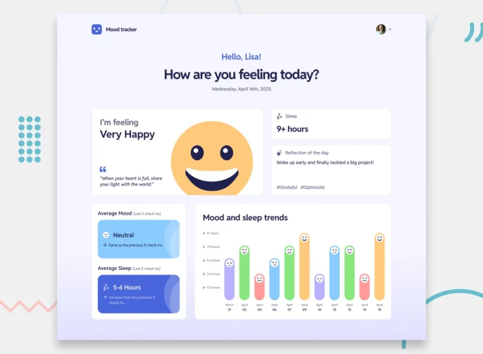 Screenshot of Mood Tracking App