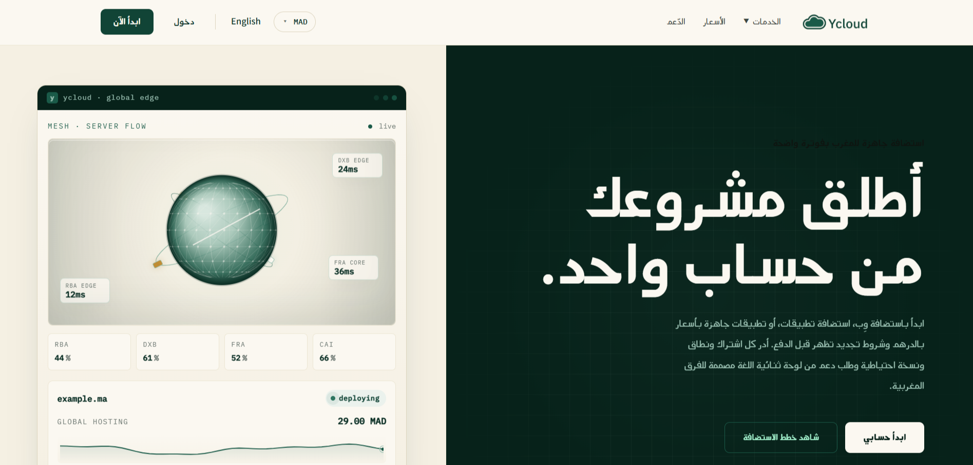 Screenshot of ycloud Hosting Platform